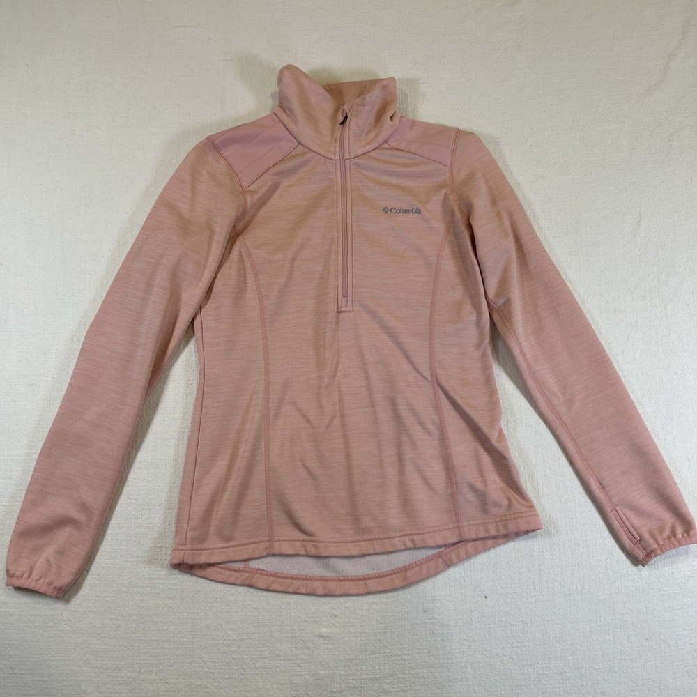 Columbia Women Sweater Light Pink Quarter Zip Fleece Lined Pullover XS